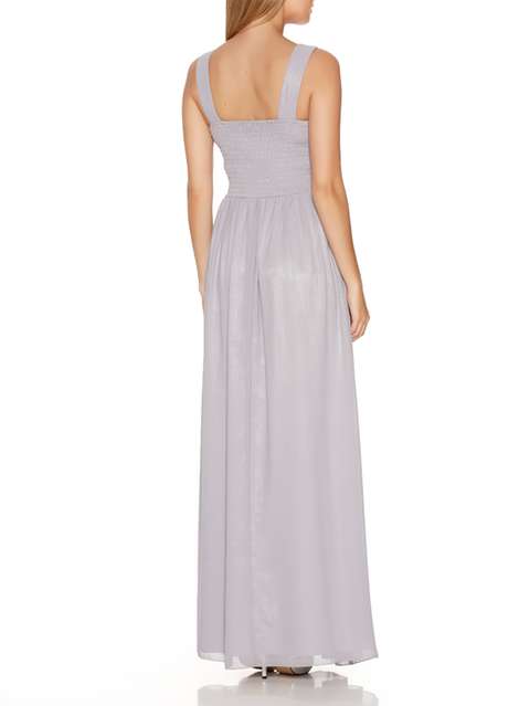 **Quiz Grey Chiffon Jewel Maxi Dress